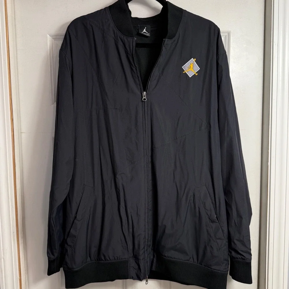Vtg Y2K Jordan Mens Full Zip Bomber Jacket Black Nylon Mesh XL Nike Jumpman‎